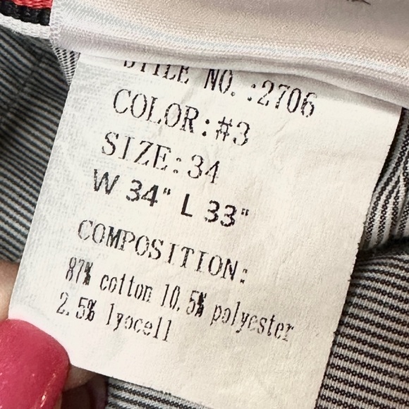 One in a Million Pants 34 x 33 Style 2706 Color#3 Gray Grey Pinstripe - Picture 10 of 10